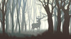 Horizontal Illustration of Wild Elk in Woods Wall Mural Wallpaper Mural Deposit Photo Color Original Custom Size