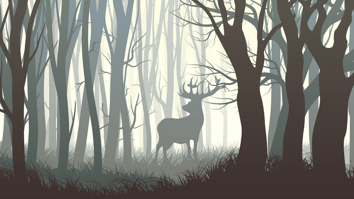 Horizontal Illustration of Wild Elk in Woods Wall Mural