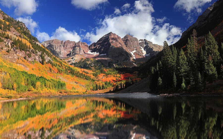 Fall At Scenic Maroon Bell Mountains In Colorado Wall Mural