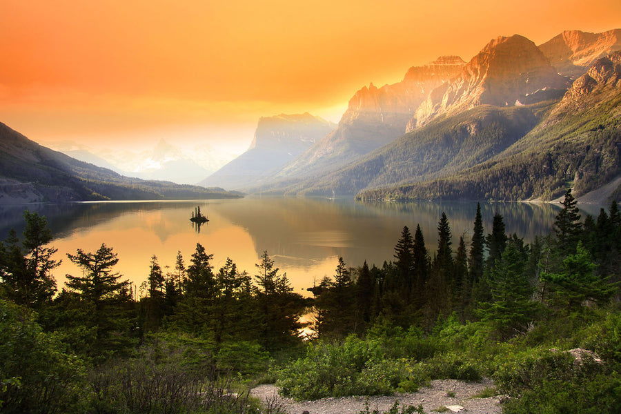 Rocky Mountains Over Saint Mary Lake Wall Mural