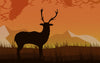 Silhouette of a Deer Against a Background of Mountains Wall Mural