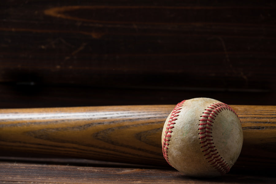 A Wooden Baseball Bat and Ball – Peel and Stick Wall Murals