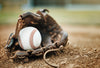 Baseball, Leather Glove and Ball on Pitch Sand Wall Mural