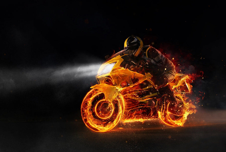 Blazing Bike Wall Mural Peel and stick Wall Mural PASWM Color Original Custom Size