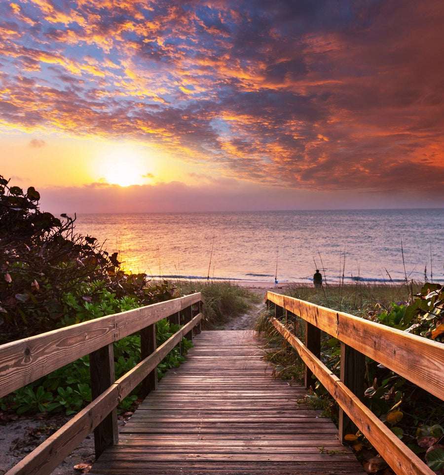 Beach Boardwalk Wall Mural - Peel and Stick Wall Murals Peel and stick Wall Mural Deposit photo Color Original Custom Size