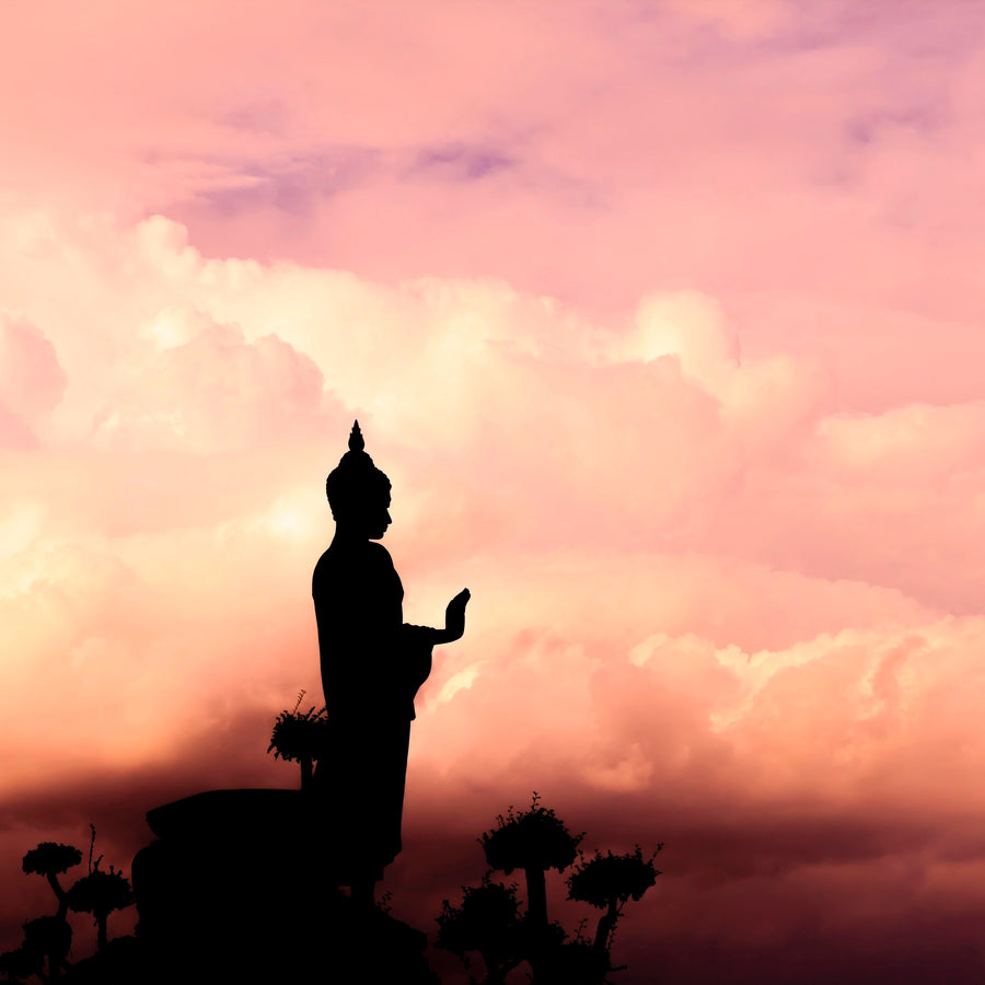 Buddha Silhouette on Sunset Sky – Peel and Stick Wall Murals