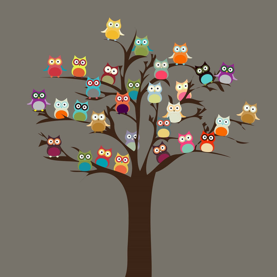 Colorful Owl Tree Peel and Stick Wall Mural Peel and stick Wall Mural Color Original Custom Size