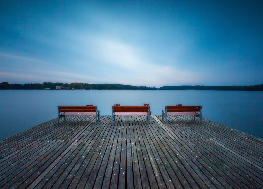 Dock with Benches Wall Mural Peel and stick Wall Mural PASWM 