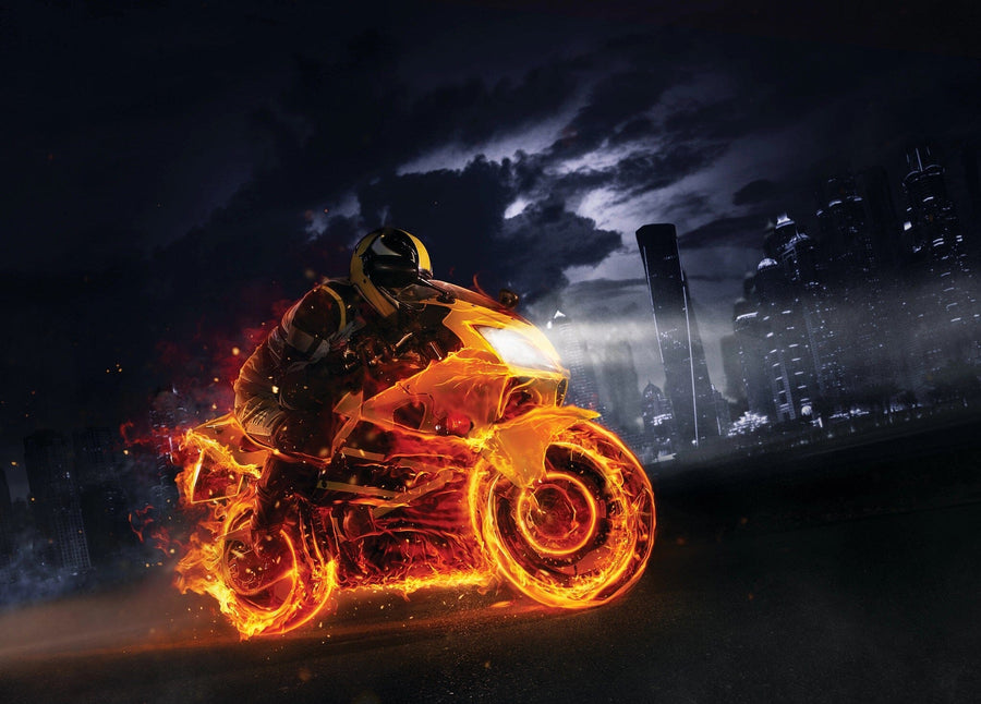 Fiery Ride Wall Mural Peel and stick Wall Mural PASWM Color Original Custom Size