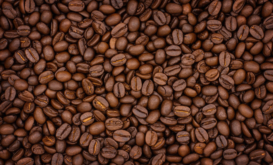 The Fresh Whole Beans Wall Mural features a close-up of shiny, dark brown roasted coffee beans with rich texture and glossy surfaces—perfect for creating a striking accent wall with easy peel and stick application.