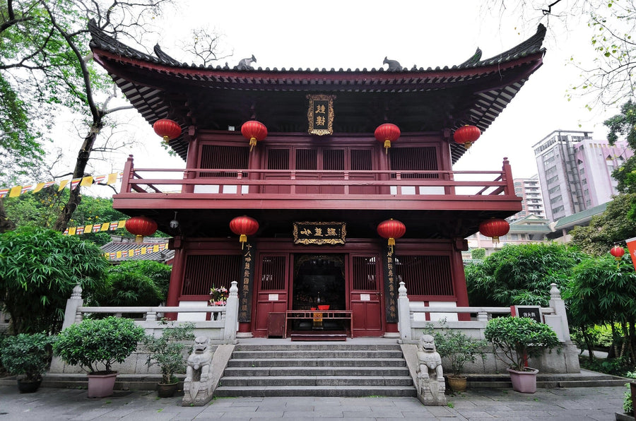 Architecture, Building, Temple, Shrine, Chinese, Oriental, Cultural, Pagoda, Pavilion, Lanterns, Ornate, Ornamental, Greenery, Foliage, Urban