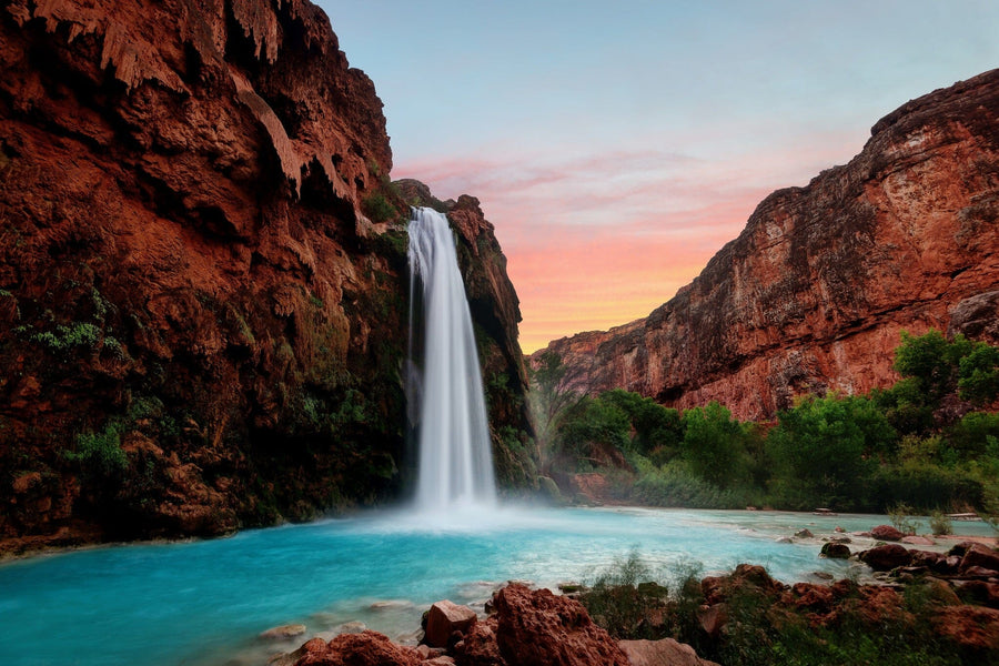 Havasu Falls Sunset Wall Mural Peel and stick Wall Mural Deposit Photo Color Original Custom Size