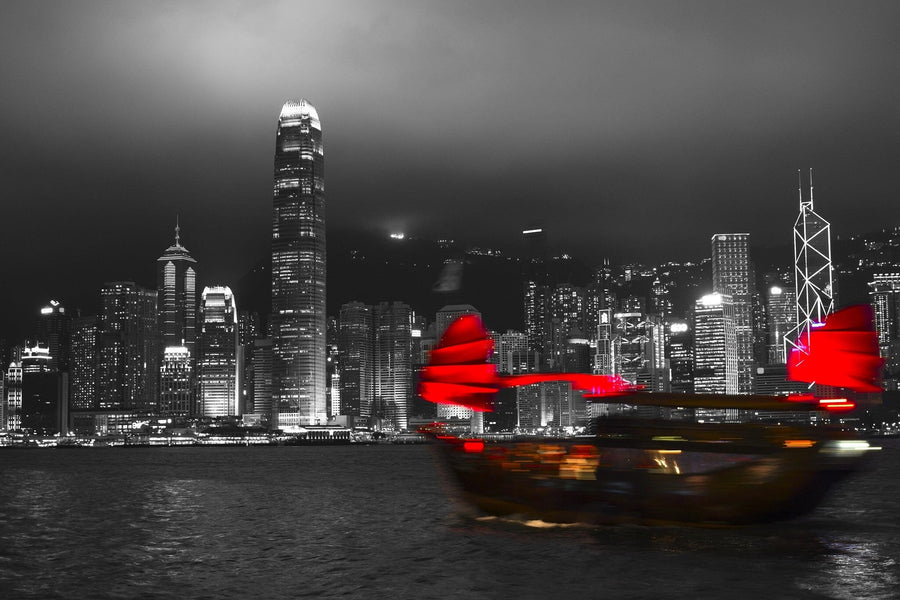 Hong Kong Harbor at Night Wall Mural – Peel and Stick Wall Murals Peel and stick Wall Mural Deposit photo Color Original Custom Size