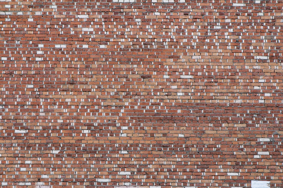 The Mismatched Bricks Wall Mural features a detailed close-up of red brick in varying shades with rustic white patches—perfect as a peel and stick or removable wallpaper to bring character to any space.
