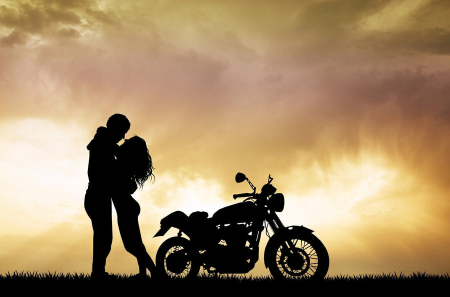 Motorcycle Couple Wall Mural - Peel and Stick Wall Murals Peel and stick Wall Mural Deposit photo Color Original Custom Size