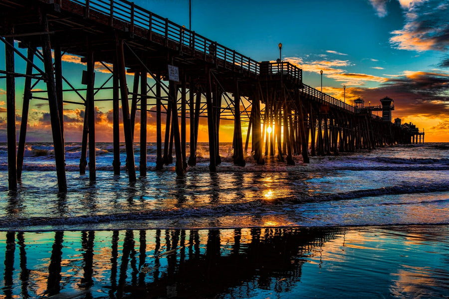 Oceanside Pier at Sunset Wall Mural - Peel and Stick Wall Murals Peel and stick Wall Mural Deposit photo Color Original Custom Size