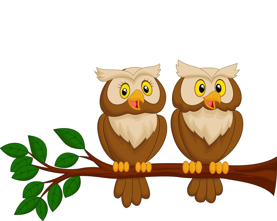 Owl Couple Peel and Stick Wall Mural Peel and stick Wall Mural photo Color Original Custom Size