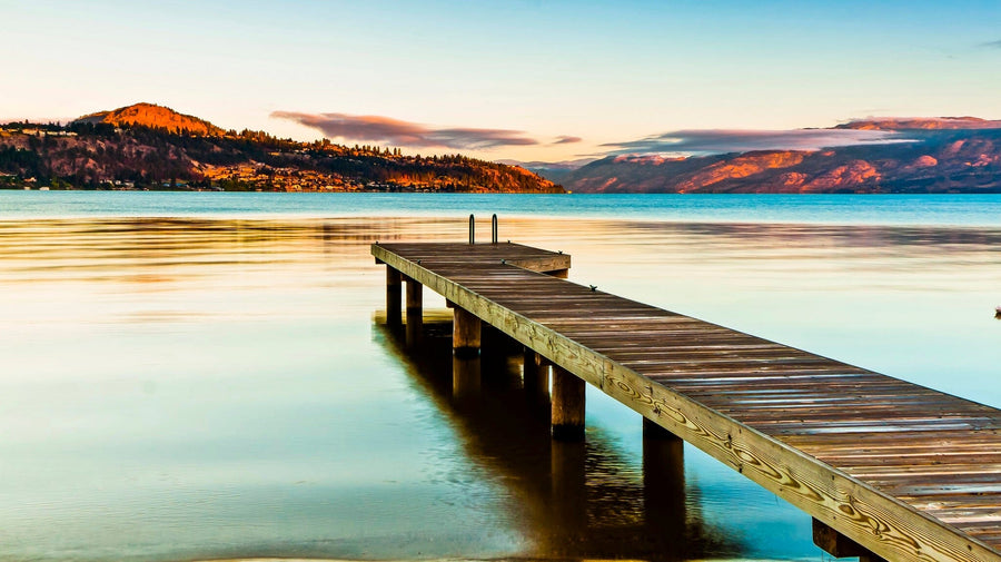 Pier and Beautiful Lake Wall Mural Peel and stick Wall Mural PASWM 