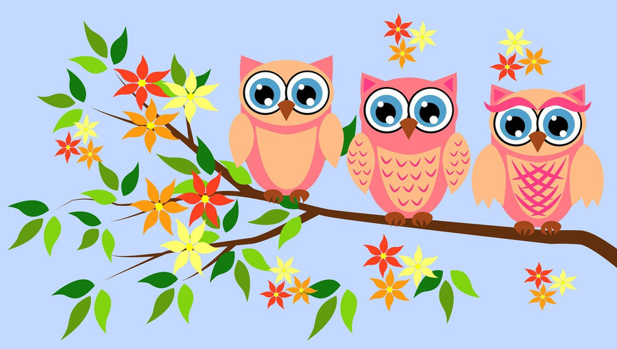 Pink Owls Wall Mural Peel and stick Wall Mural Deposit photo Color Original Custom Size