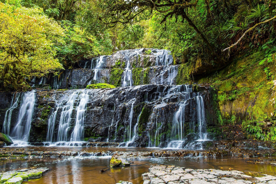 Purakaunui Falls Wall Mural Peel and stick Wall Mural Deposit Photo Color Original Custom Size