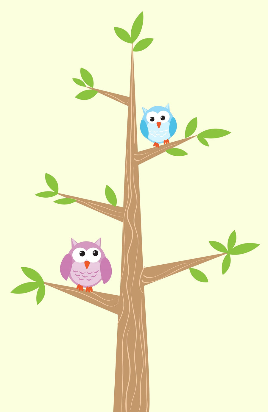 Two Owls on the Tree Wall Mural Wallpaper Mural Deposit photo Color Original Custom Size