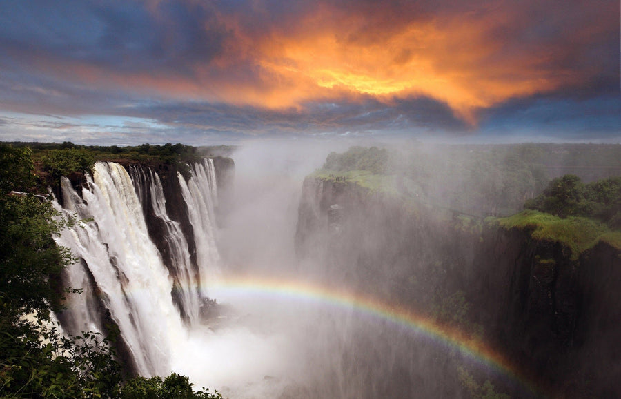 Victoria Falls with Rainbow Wall Mural - Peel and Stick Wall Murals Peel and stick Wall Mural Deposit Photo Color Original Custom Size