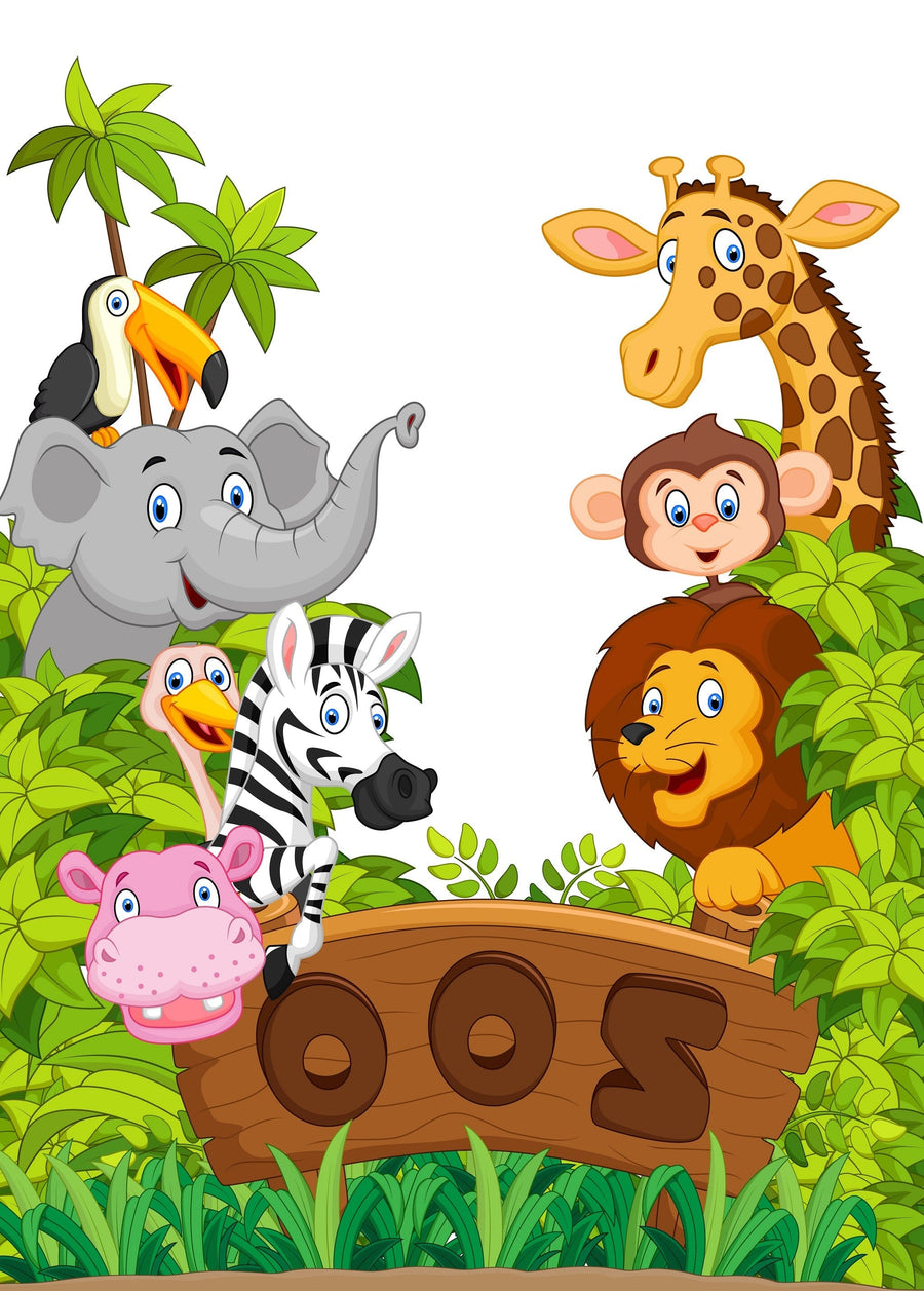 Zoo Animals Wall Mural Peel and stick Wall Mural PASWM 