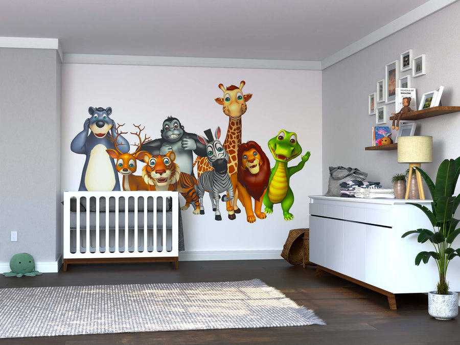 Happy Animal Gang Wall Mural Peel and stick Wall Mural PASWM 