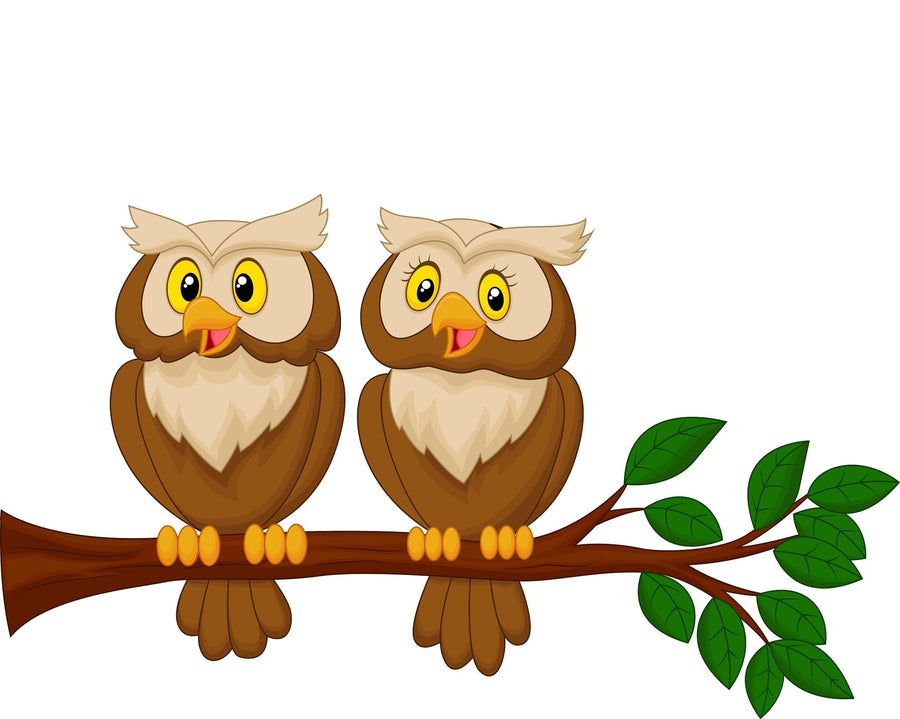 Owl Couple Peel and Stick Wall Mural Peel and stick Wall Mural photo Color Original Custom Size
