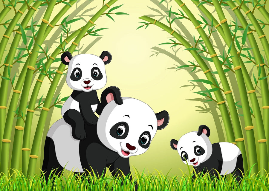 Pandas in Bamboo Forest Wall Mural Peel and stick Wall Mural photo Color Original Custom Size