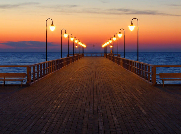 Pier in Sunrise Peel and Stick Wall Murals Peel and stick Wall Mural Deposit photo Color Original Custom Size