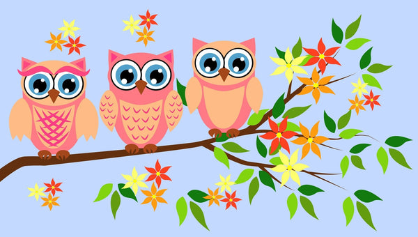 Pink Owls Wall Mural Peel and stick Wall Mural Deposit photo Color Original Custom Size