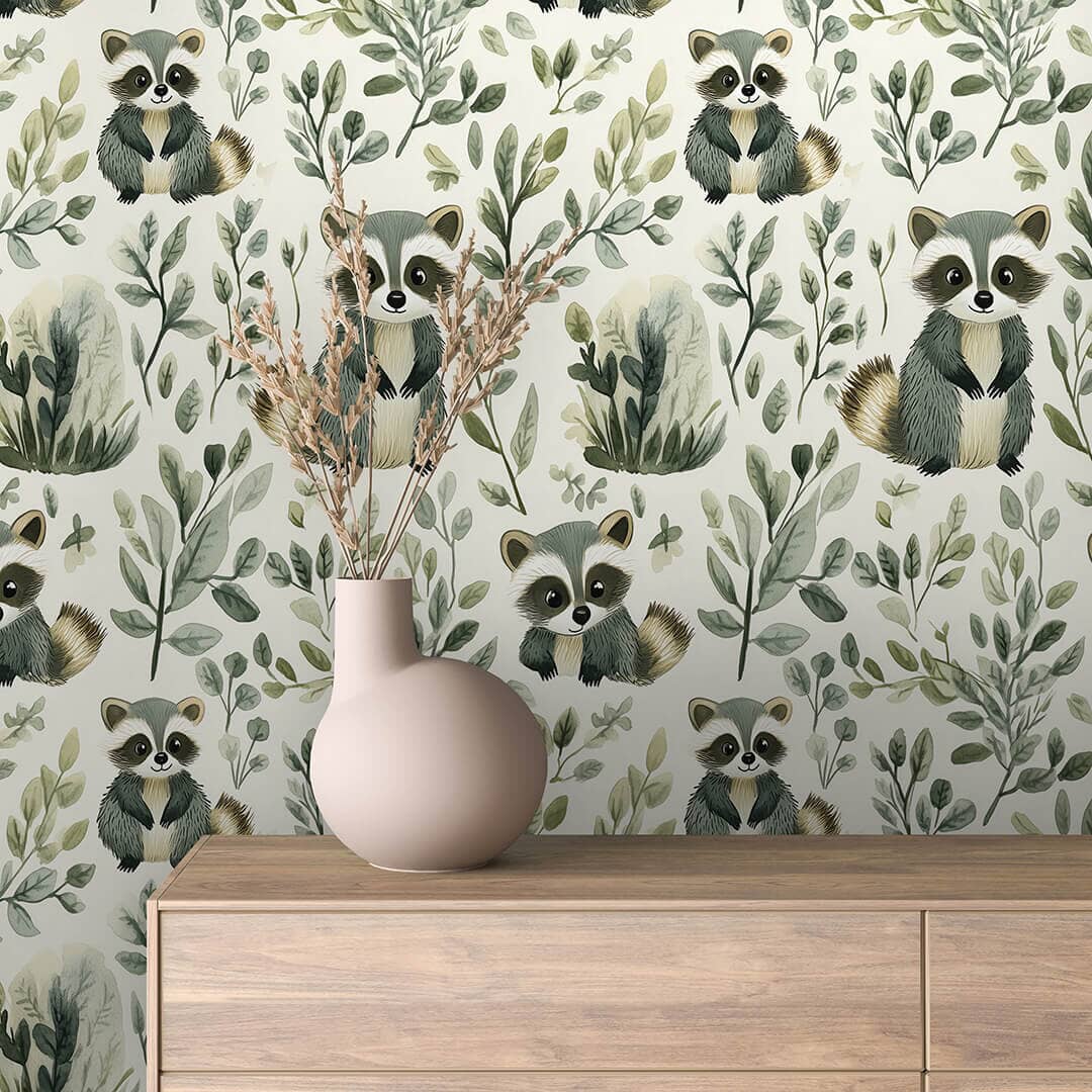Playful Raccoons Wall Mural - PASWM