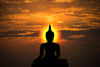Silhouette of Buddha and Sunset Background  – Peel and Stick Wall Murals