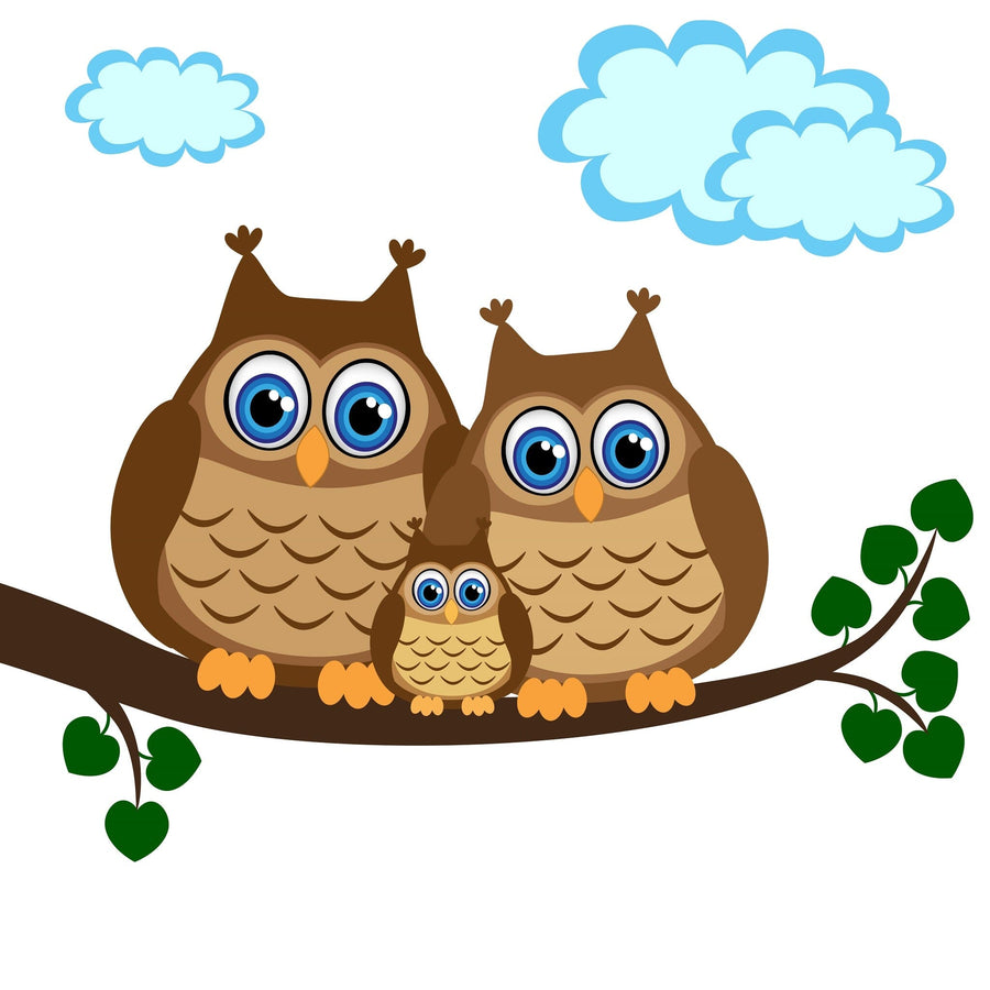 Sitting Owls Peel and Stick Wall Mural Peel and stick Wall Mural photo Color Original Custom Size