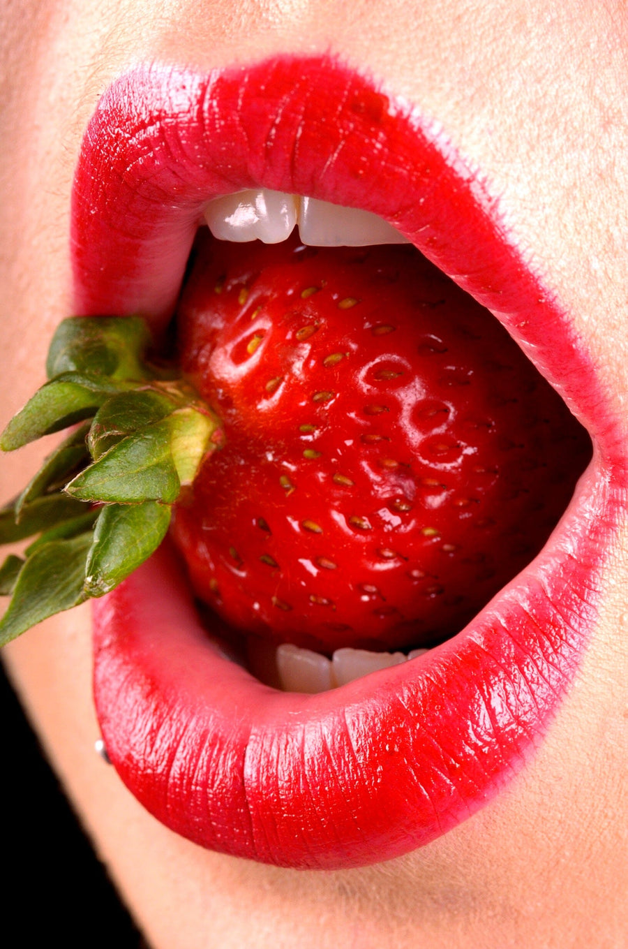 Strawberry on Mouth Wall Mural - Peel and Stick Wall Murals Peel and stick Wall Mural photo Color Original Custom Size