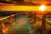 wooden path stretching towards the sea during sunset – Peel and Stick Wall Murals