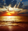 stunning sunset sea with fluffy clouds in the sky – Peel and Stick Wall Murals