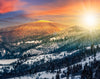 stunning sunset over snow-capped mountains in the Carpathians during winter – Peel and Stick Wall Murals