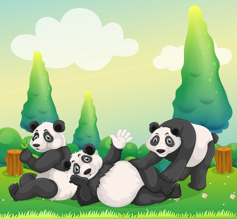 Three Cute Pandas Peel and Stick Wall Mural Peel and stick Wall Mural Color Original Custom Size