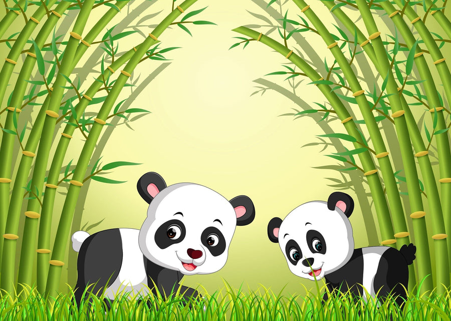 Two Cute Pandas Wall Mural Peel and stick Wall Mural Color Original Custom Size