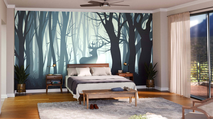 Wild Elk in Woods Wall Mural Peel and stick Wall Mural PASWM 