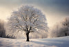 Snow-covered tree in the middle of a field during winter – Peel and Stick Wall Murals