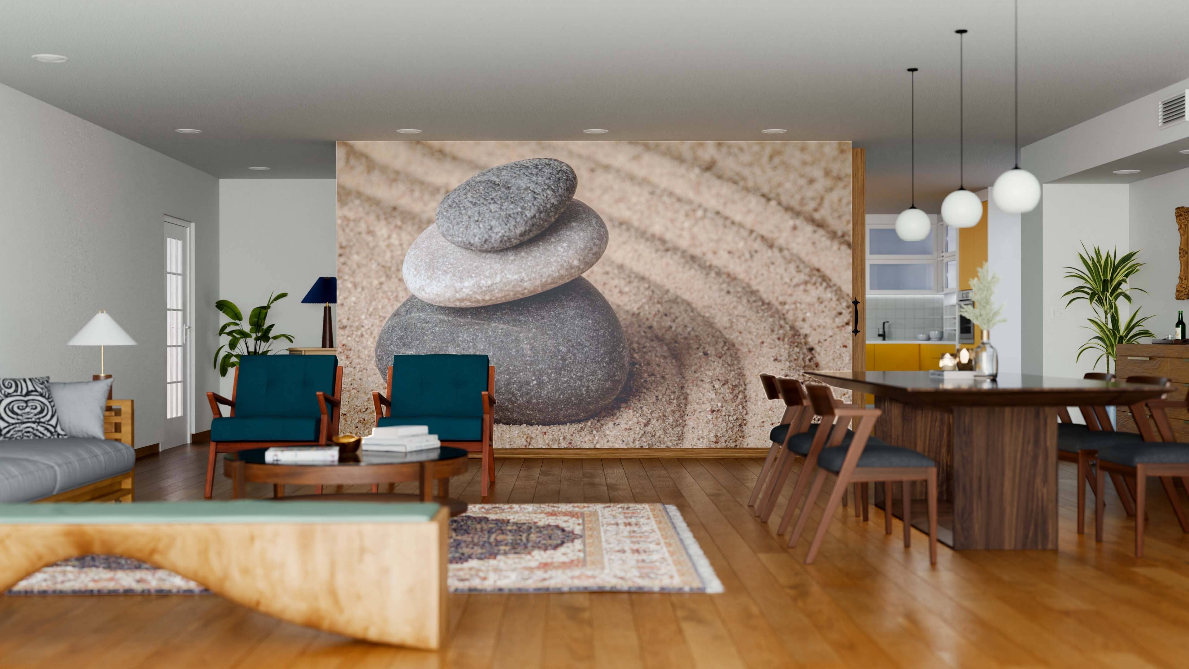 Japanese Zen Stone Garden Wall Mural - PASWM