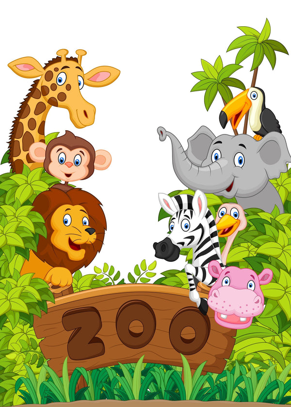 Zoo Animals Wall Mural Peel and stick Wall Mural PASWM 