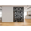 A black and white office with a Broken Glass peel and stick wall mural by ABSTRACT.